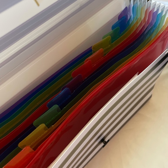 NWT TWO PACK!!! 12 Rainbow 🌈 Poly Pkts Designer Stripped File Folders Letter - Picture 3 of 4